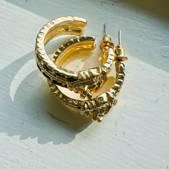 Retro Style Gold Toned Lion Head Hoop Earrings - Picture 4 of 4